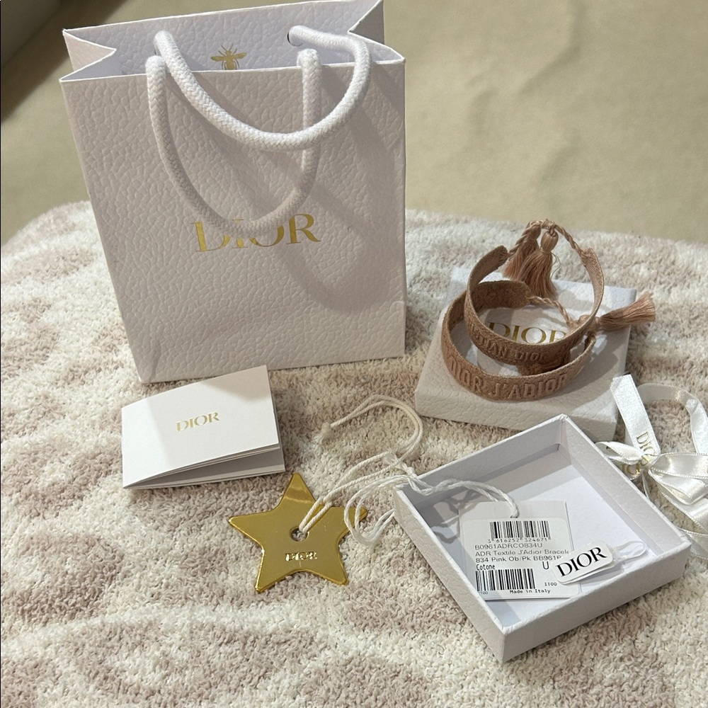 Dior Beige Pink textile bracelet set